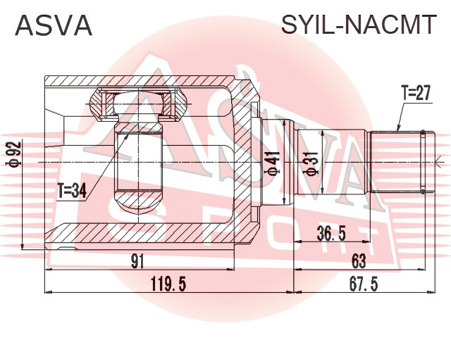ШРУС ВНУТРЕННИЙ ЛЕВЫЙ 34x41x27 SYIL-NACMT