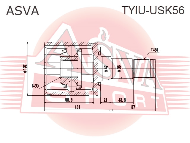 ШРУС ВНУТРЕННИЙ 30x47x34 TYIU-USK56