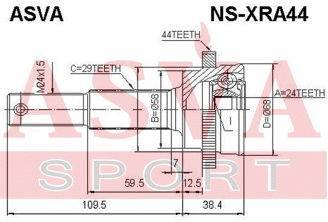 ШРУС НАРУЖНЫЙ ЗАДНИЙ 24x58x29 NS-XRA44