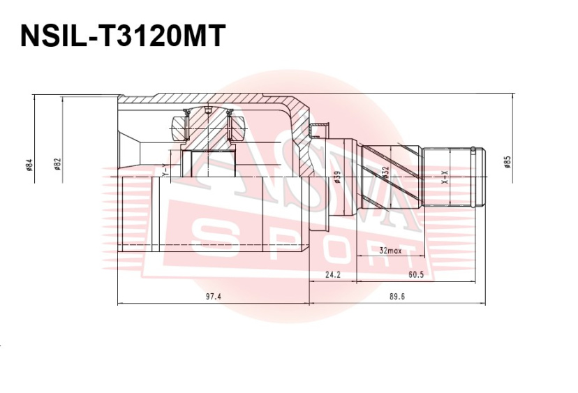 ШРУС ВНУТРЕННИЙ ЛЕВЫЙ 33X39X29 NSIL-T3120MT