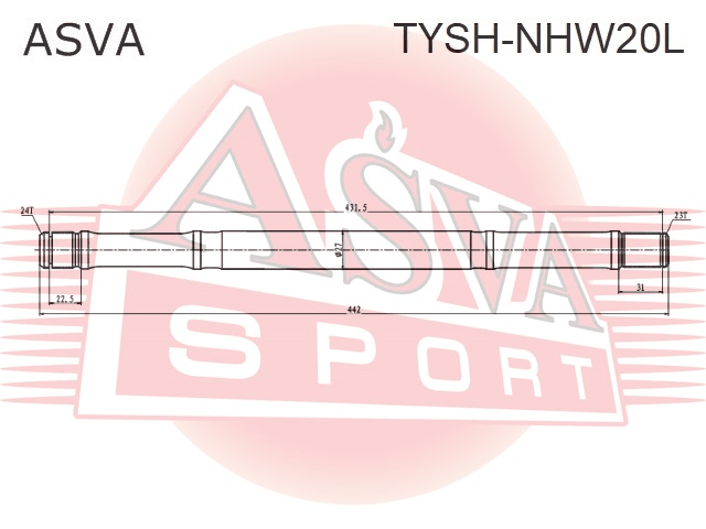 ПОЛУОСЬ ЛЕВАЯ 24x442x23 TYSH-NHW20L
