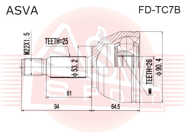 ШРУС НАРУЖНЫЙ 26x53.2x25 FD-TC7B
