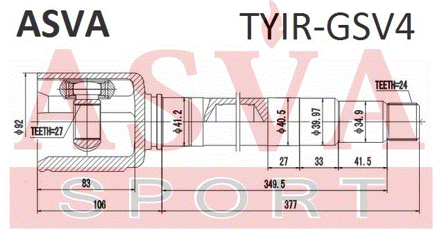 ШРУС ВНУТРЕННИЙ ПРАВЫЙ 27x41,2x24 (OEM-исполнение) TYIR-GSV4
