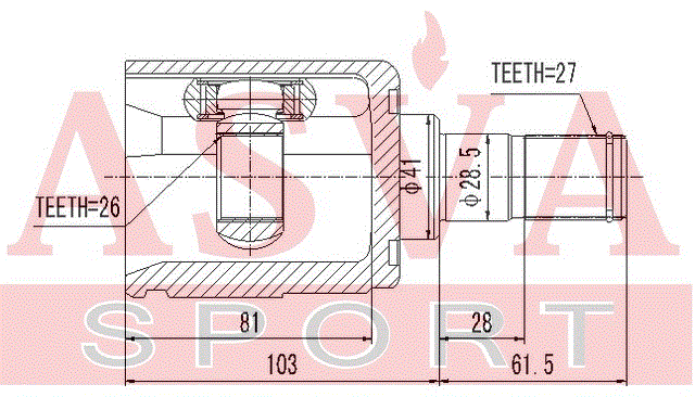 ШРУС ВНУТРЕННИЙ 26x41x27 (OEM-исполнение) KAIU-CD3