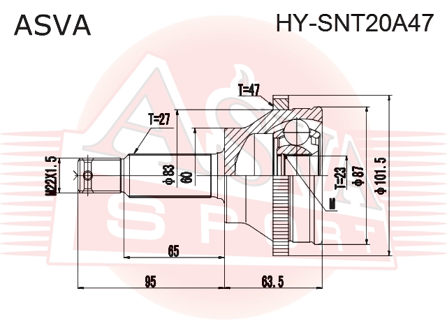 ШРУС НАРУЖНЫЙ 23x60x27 HY-SNT20A47