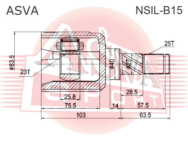 ШРУС ВНУТРЕННИЙ ЛЕВЫЙ 23X40X25 NSIL-B15
