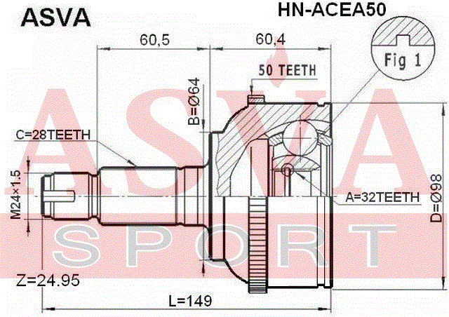 ШРУС НАРУЖНЫЙ 32x64x28 HN-ACEA50