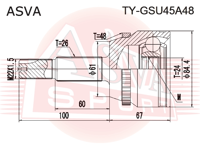 ШРУС НАРУЖНЫЙ 24x61x26 TY-GSU45A48