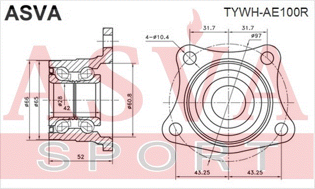 ПОДШИПНИК ЗАДНЕЙ СТУПИЦЫ TYWH-AE100R