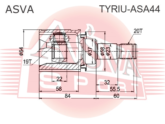 ШРУС ВНУТРЕННИЙ ЗАДНИЙ 19X37X20 TYRIU-ASA44