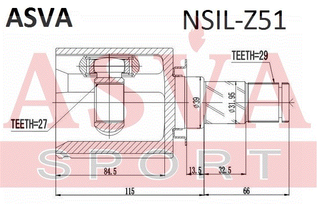 ШРУС ВНУТРЕННИЙ ЛЕВЫЙ 27x39x29 NSIL-Z51