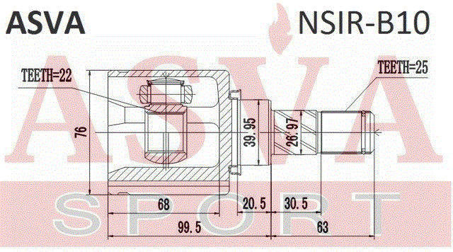 ШРУС ВНУТРЕННИЙ ПРАВЫЙ 22x40x25 NSIR-B10