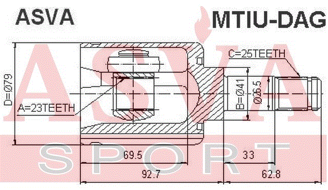 ШРУС ВНУТРЕННИЙ 23x41x25 MTIU-DAG