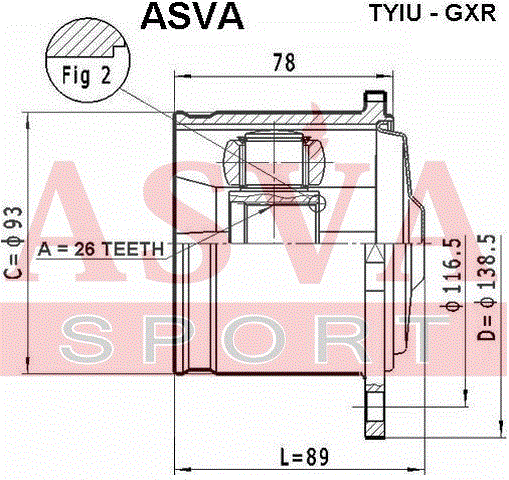 ШРУС ВНУТРЕННИЙ ЗАДНИЙ 26x138.5 TYIU-GXR