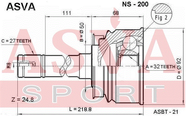 ШРУС НАРУЖНЫЙ 32x50x27 NS-200