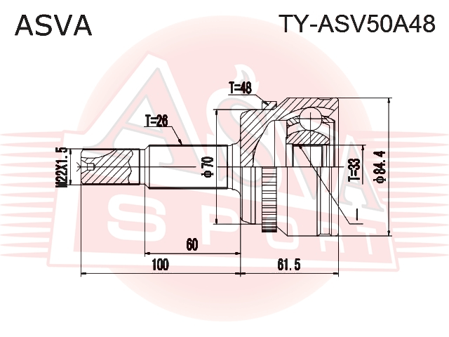 ШРУС НАРУЖНЫЙ 33x70x26 TY-ASV50A48