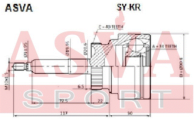 ШРУС НАРУЖНЫЙ 40x65x34 SY-KR