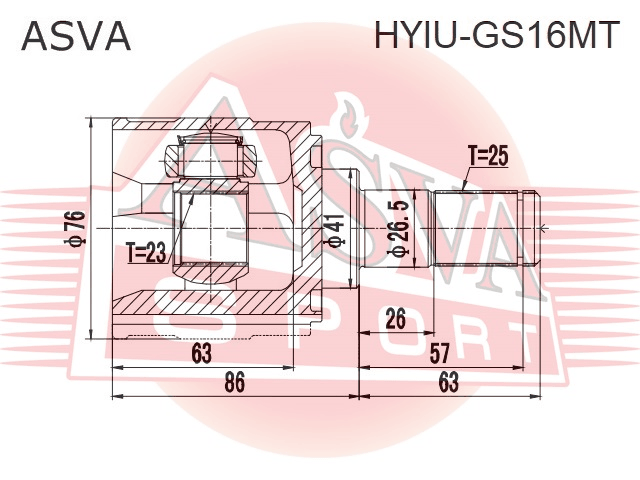 ШРУС ВНУТРЕННИЙ ЛЕВЫЙ 23Х41Х25 HYIU-GS16MT