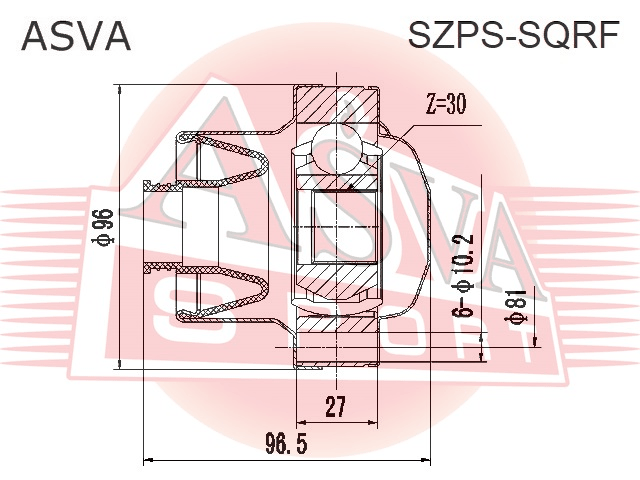 ШРУС КАРДАНА ЗАДНЕГО ПЕРЕДНИЙ 30x96 SZPS-SQRF