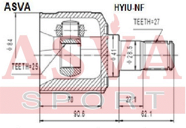 ШРУС ВНУТРЕННИЙ 25x41x27 HYIU-NF