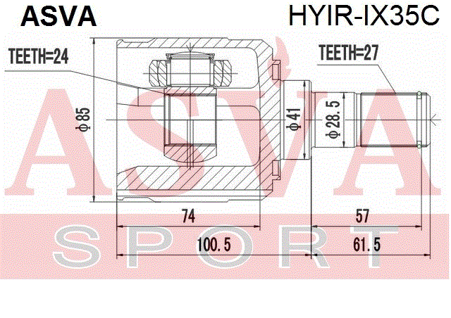 ШРУС ВНУТРЕННИЙ ПРАВЫЙ 24x41x27 HYIR-IX35C